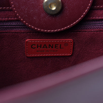 Chanel Caviar Small Studded Deauville Tote Burgundy 6 of 10