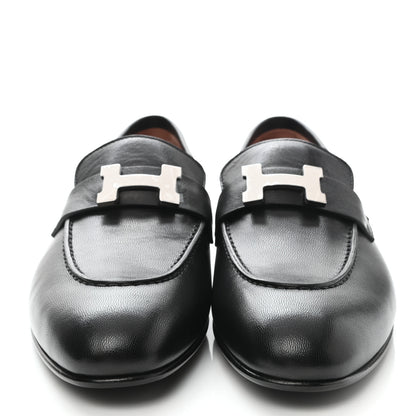 Hermes Goatskin Womens Paris Loafers 38.5 Black 2 of 9