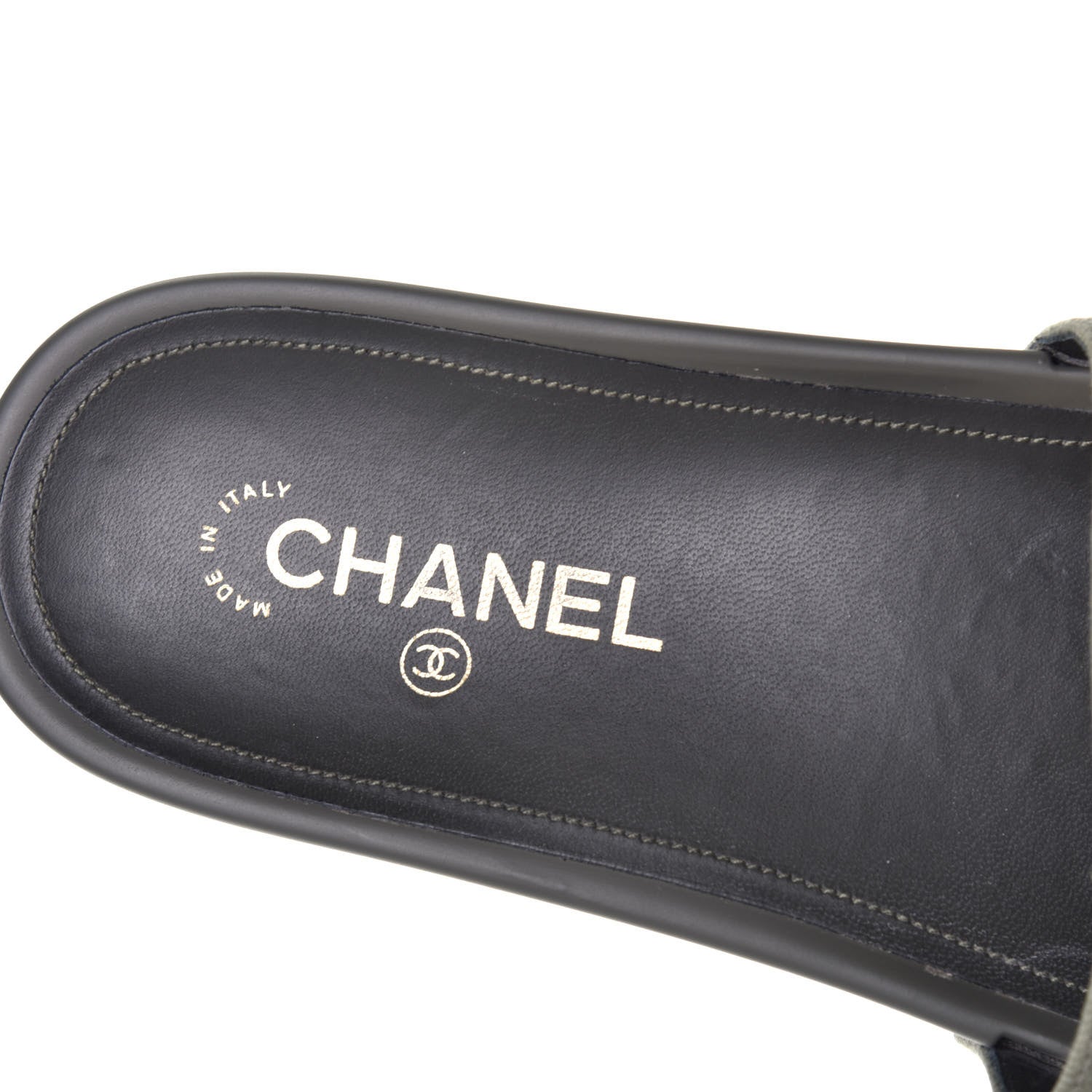 Chanel Canvas Chain Flat Sandals 41 Khaki 7 of 9