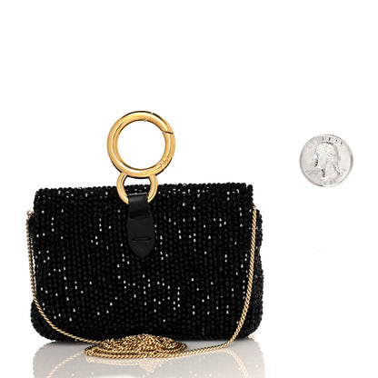 Fendi Crystal Vitello King Beaded Nano Baguette Charm Black 2 of 8