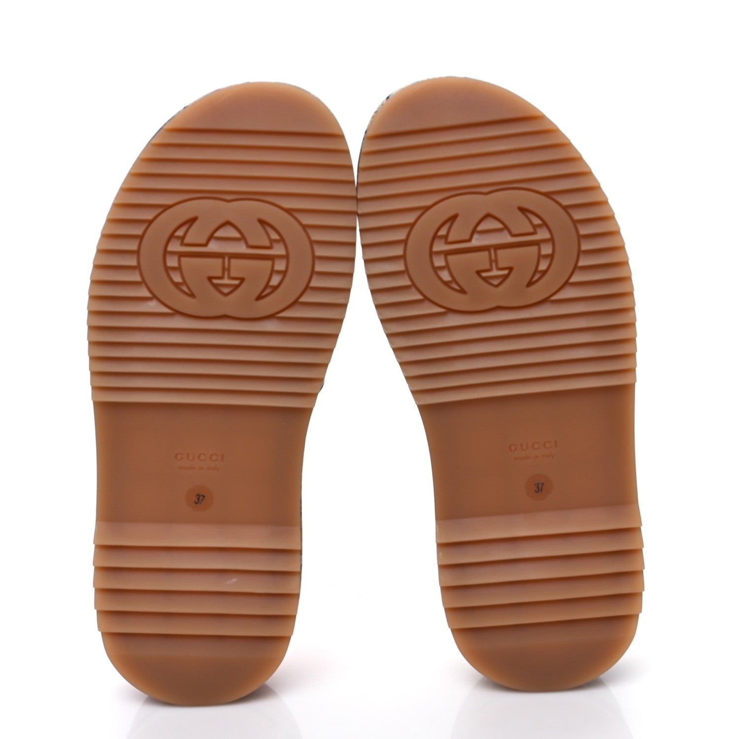 Gucci GG Supreme Monogram Water Flora Angelina Platform Slide Sandals 37 Beige Blue Multicolor 5 of 8