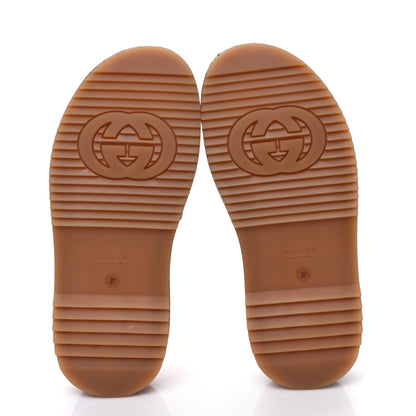 Gucci GG Supreme Monogram Water Flora Angelina Platform Slide Sandals 37 Beige Blue Multicolor 5 of 8