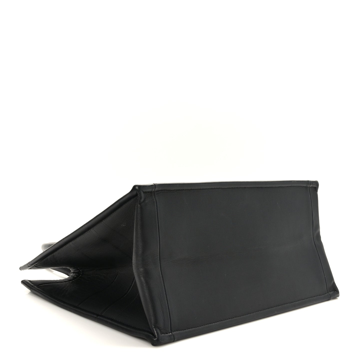 Calfskin Embossed Medium Book Tote Black