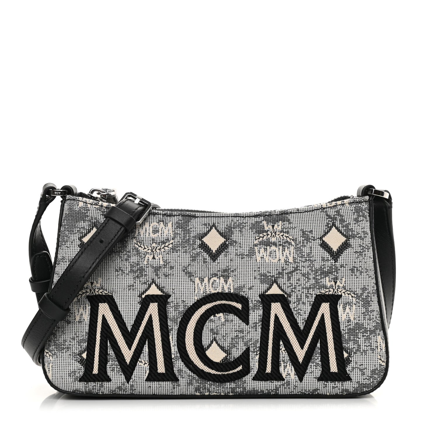 Vintage Jacquard Monogram Mini Aren Shoulder Bag Grey