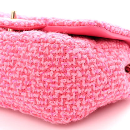 Chanel Wool Tweed Quilted Mini Rectangular Flap Dark Pink Fuchsia 10 of 10