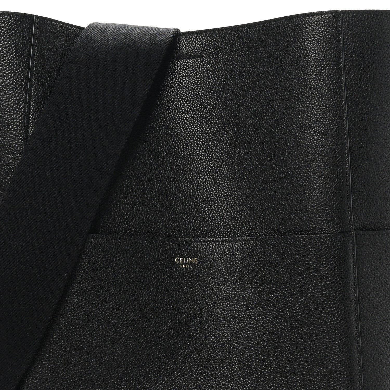 Celine Soft Grained Calfskin Sangle Bucket Bag Black 7 of 9