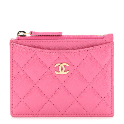 Chanel Caviar Quilted CC Zip Card Holder Pink 1 of 9