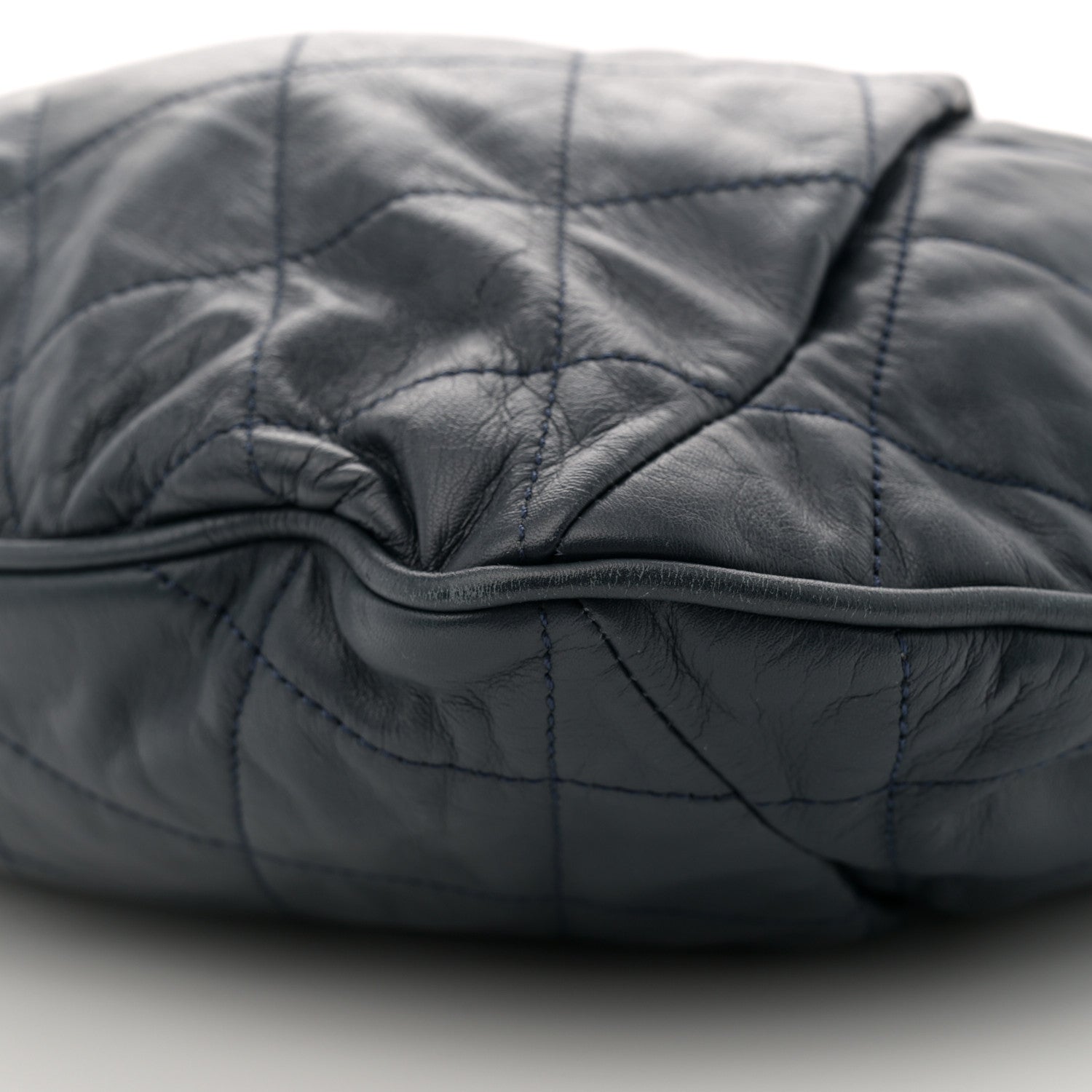 Chanel Calfskin Coco Pleats Hobo Dark Blue 10 of 11