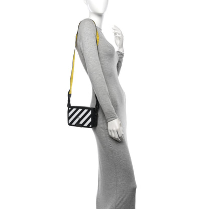 Off-White Saffiano Striped Mini Diag Binder Clip Bag Black White Yellow 2 of 14