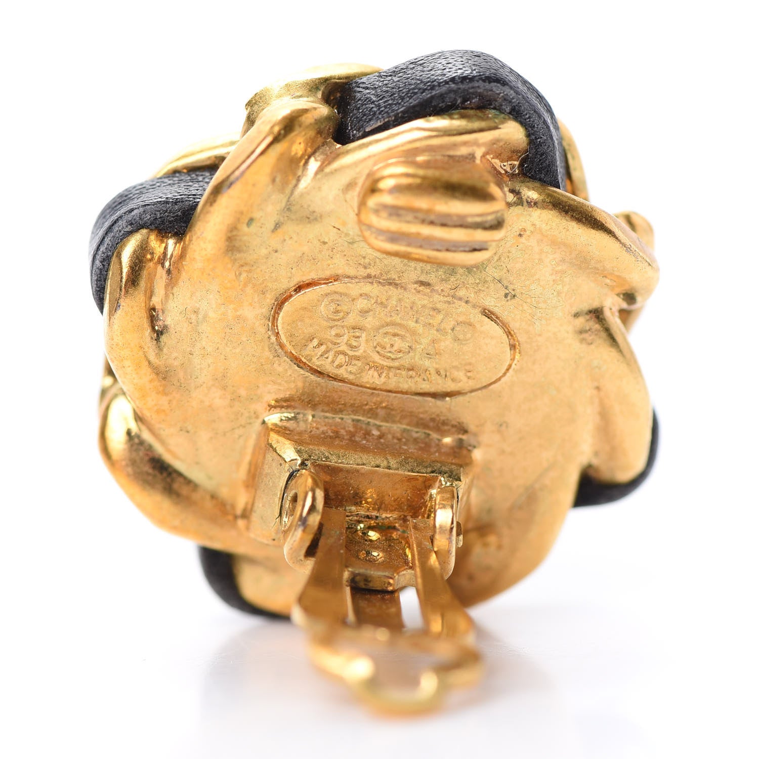 Chanel Pearl Lambskin Clip On Earrings Gold 4 of 4