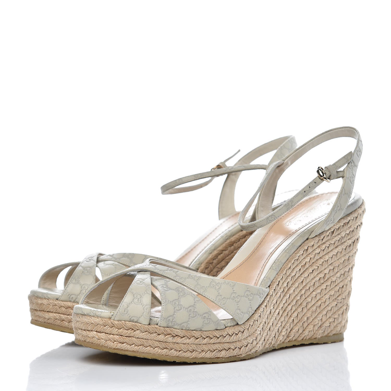 Gucci Microguccissima Penelope Espadrille Wedge 41.5 Off White 3 of 11