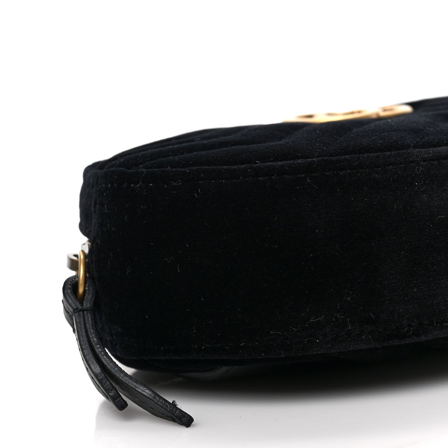 Gucci Velvet Matelasse GG Marmont Belt Bag 85 34 Black 8 of 9