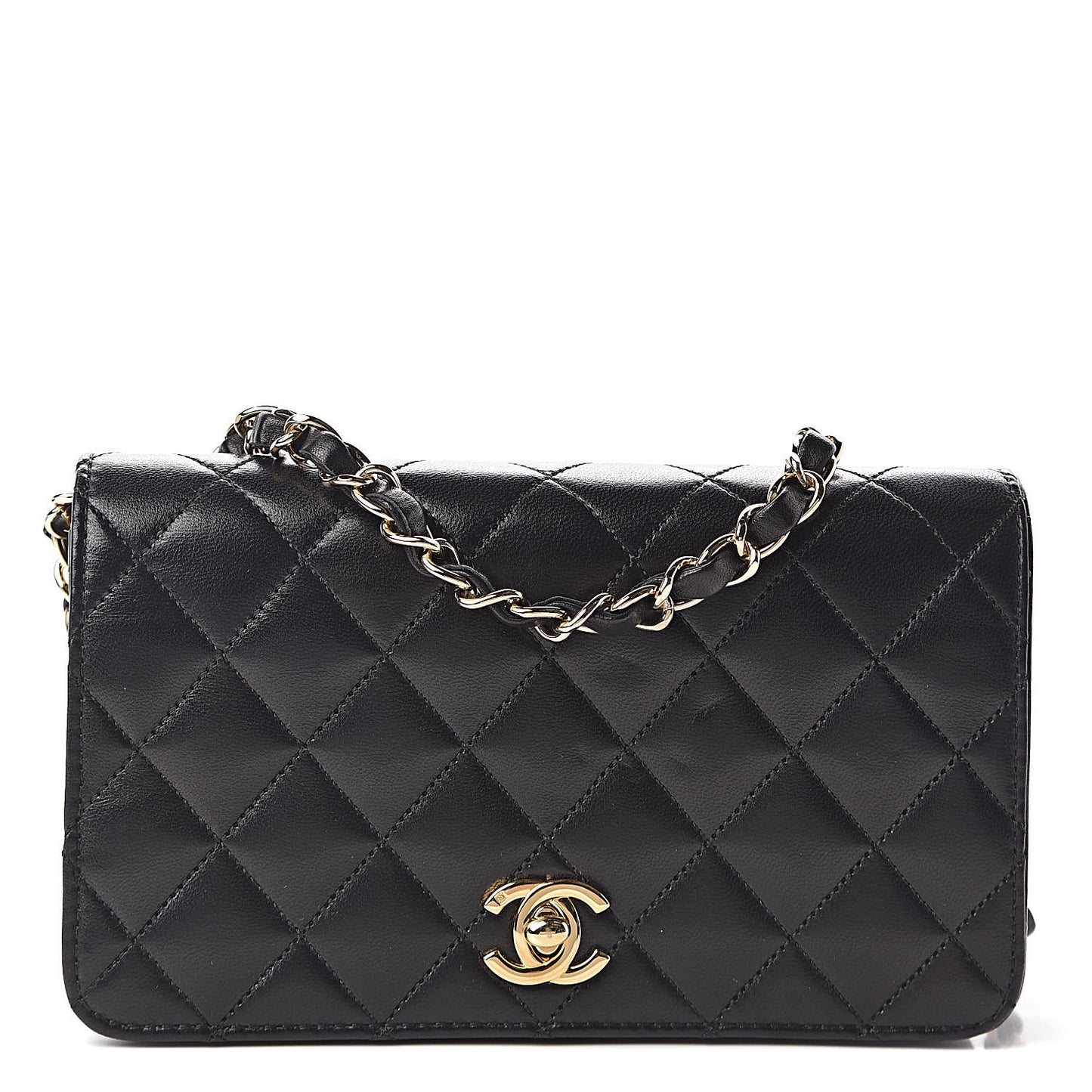 Lambskin Quilted Small Single Flap Black