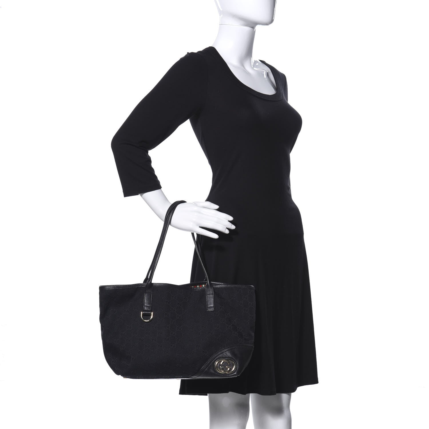 Gucci Monogram Medium New Britt Tote Black 2 of 9