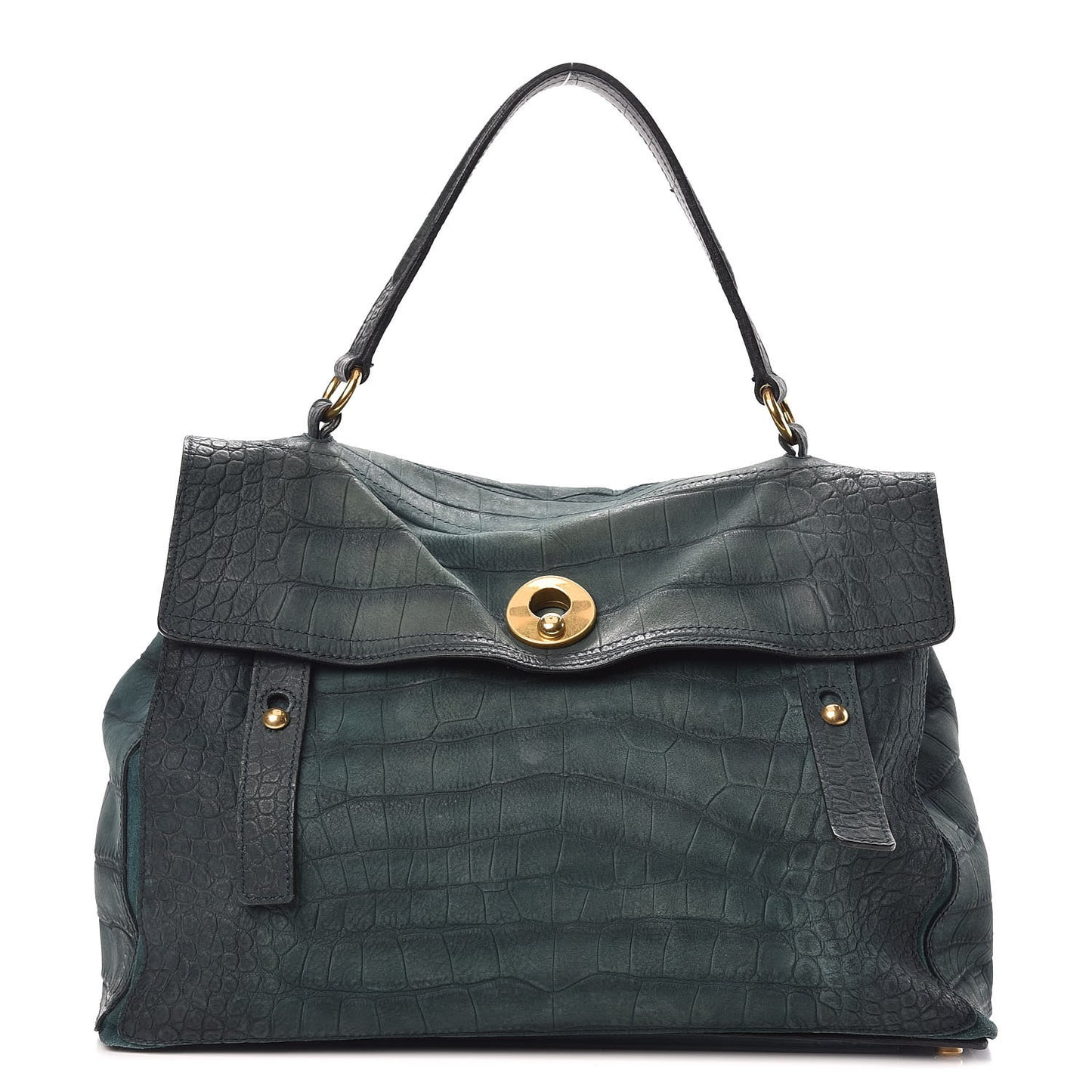 Nubuck Croc Embossed Large Muse Two Green