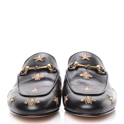 Gucci Goatskin Bee Star Embroidered Womens Princetown Slippers 39 Black 2 of 11