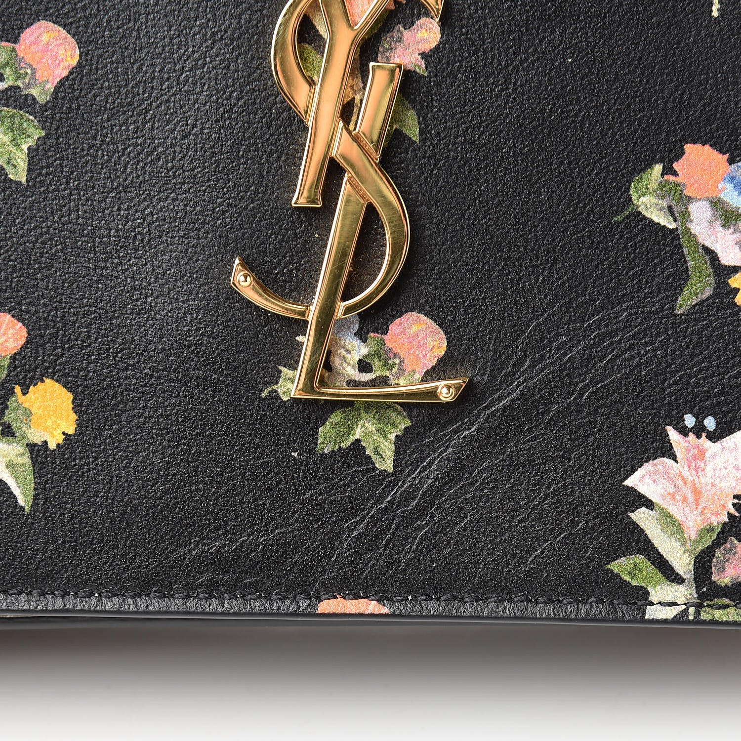 Saint Laurent Calfskin Prairie Flower Printed Small Monogram Clutch Black Multicolor 10 of 10