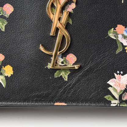 Saint Laurent Calfskin Prairie Flower Printed Small Monogram Clutch Black Multicolor 10 of 10