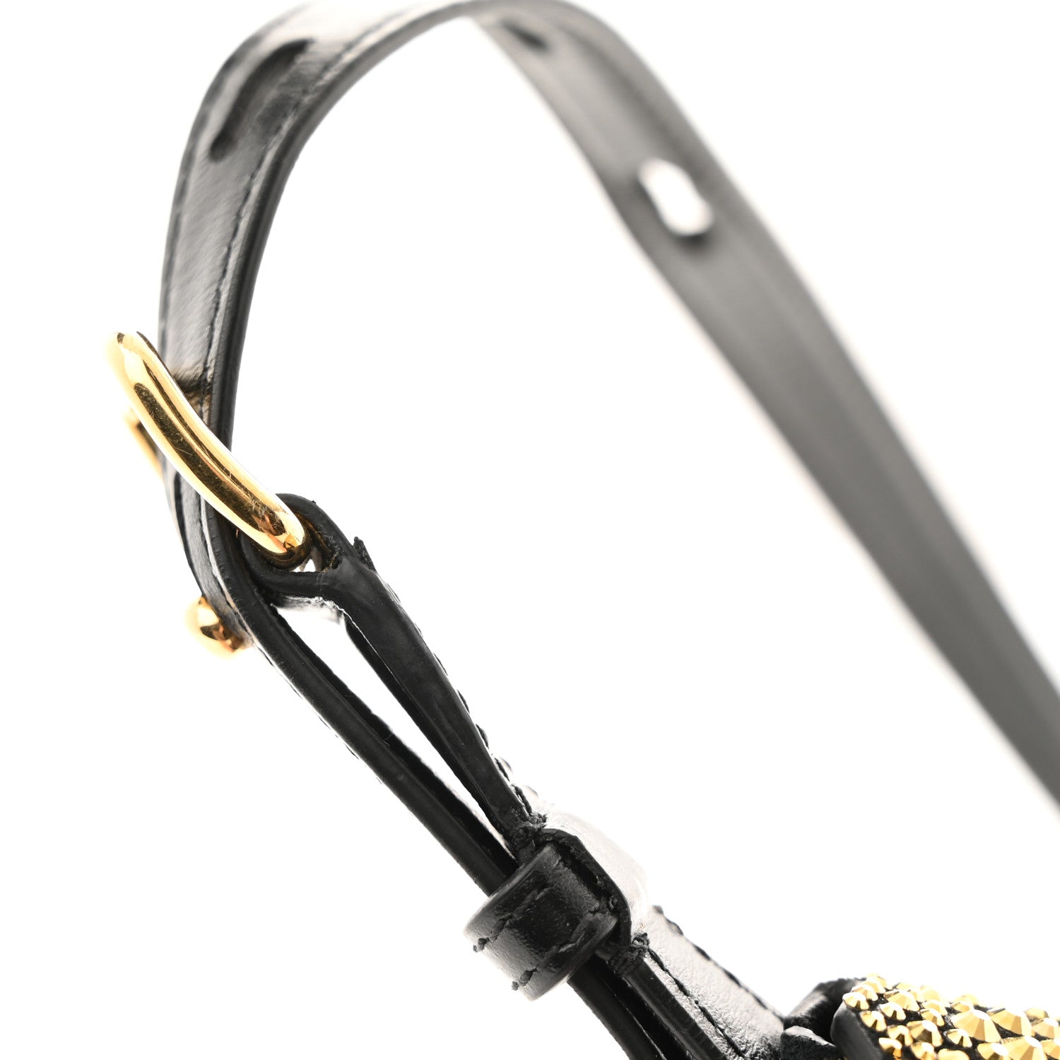 Alexander McQueen Metallic Calfskin Crystal Micro Curve Bucket Bag Gold Black 13 of 13
