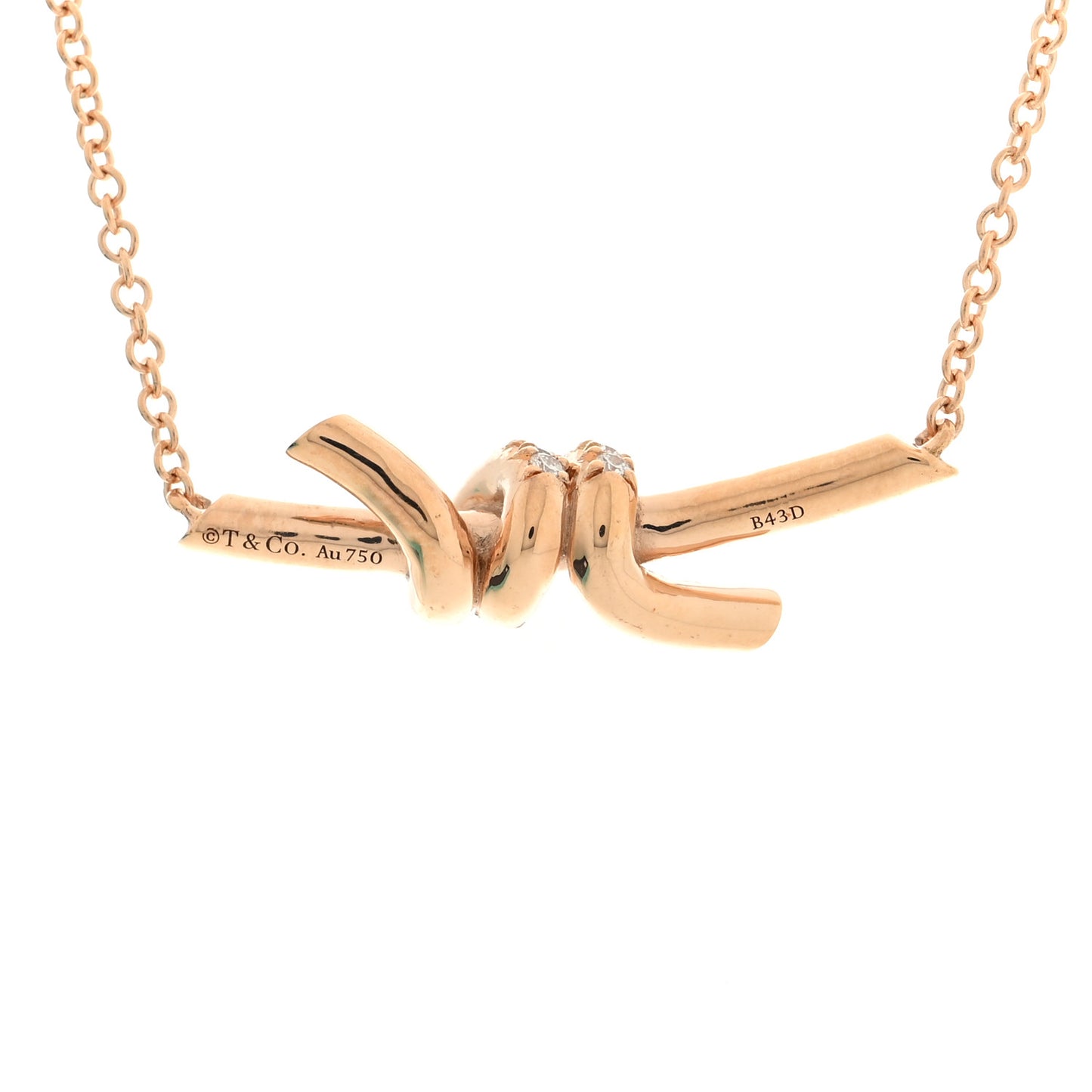 18K Rose Gold Diamond Small Knot Necklace