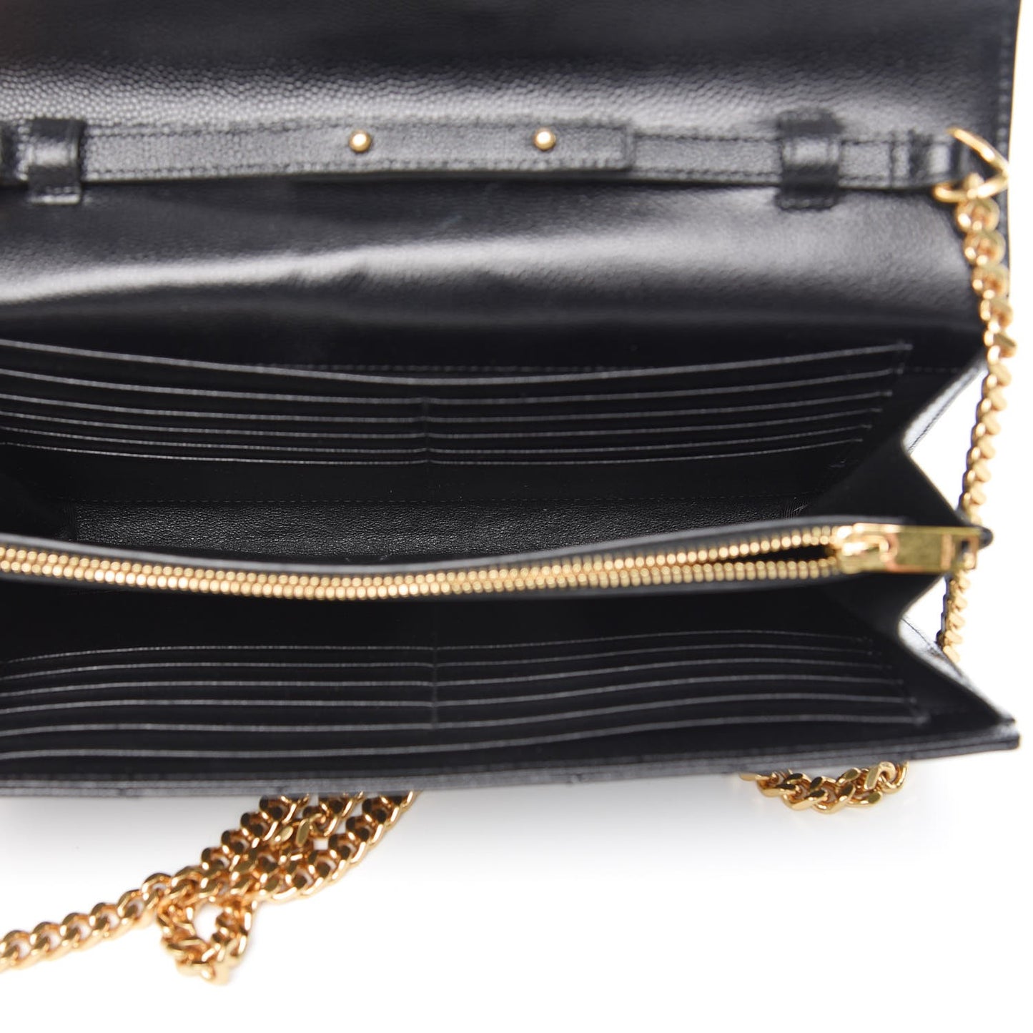 Grain De Poudre Matelasse Chevron Monogram Chain Wallet Black