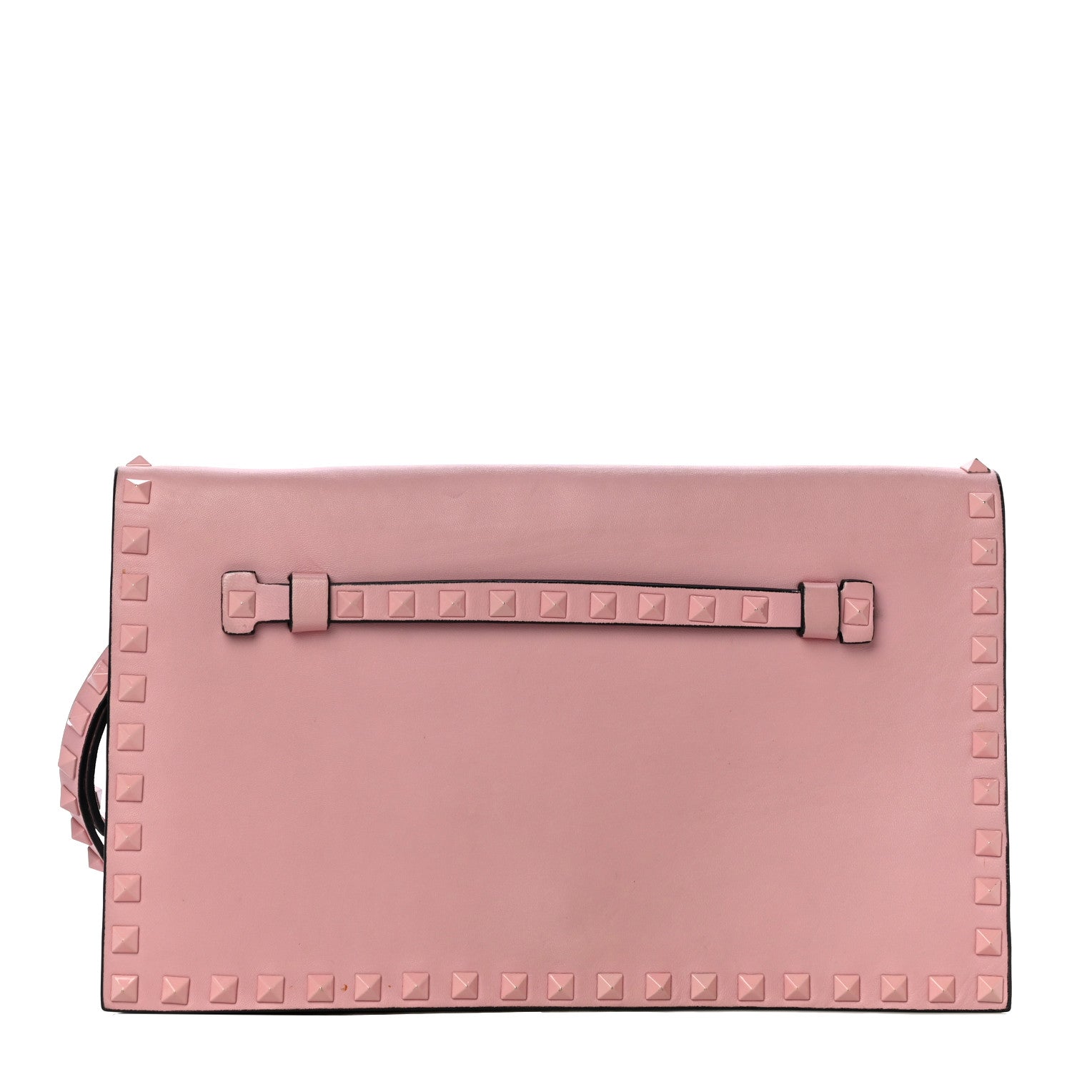 Valentino Garavani Nappa Monochrome Rockstud Wristlet Clutch Pop Gardenia 1 of 17