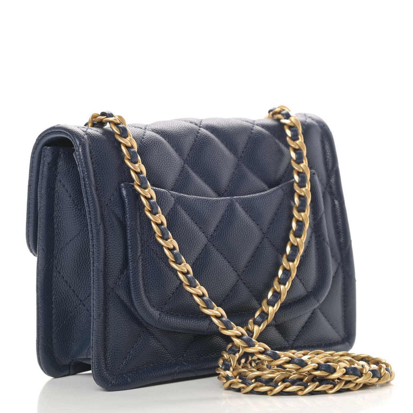 Caviar Quilted Mini Sweet Classic Flap Navy Blue