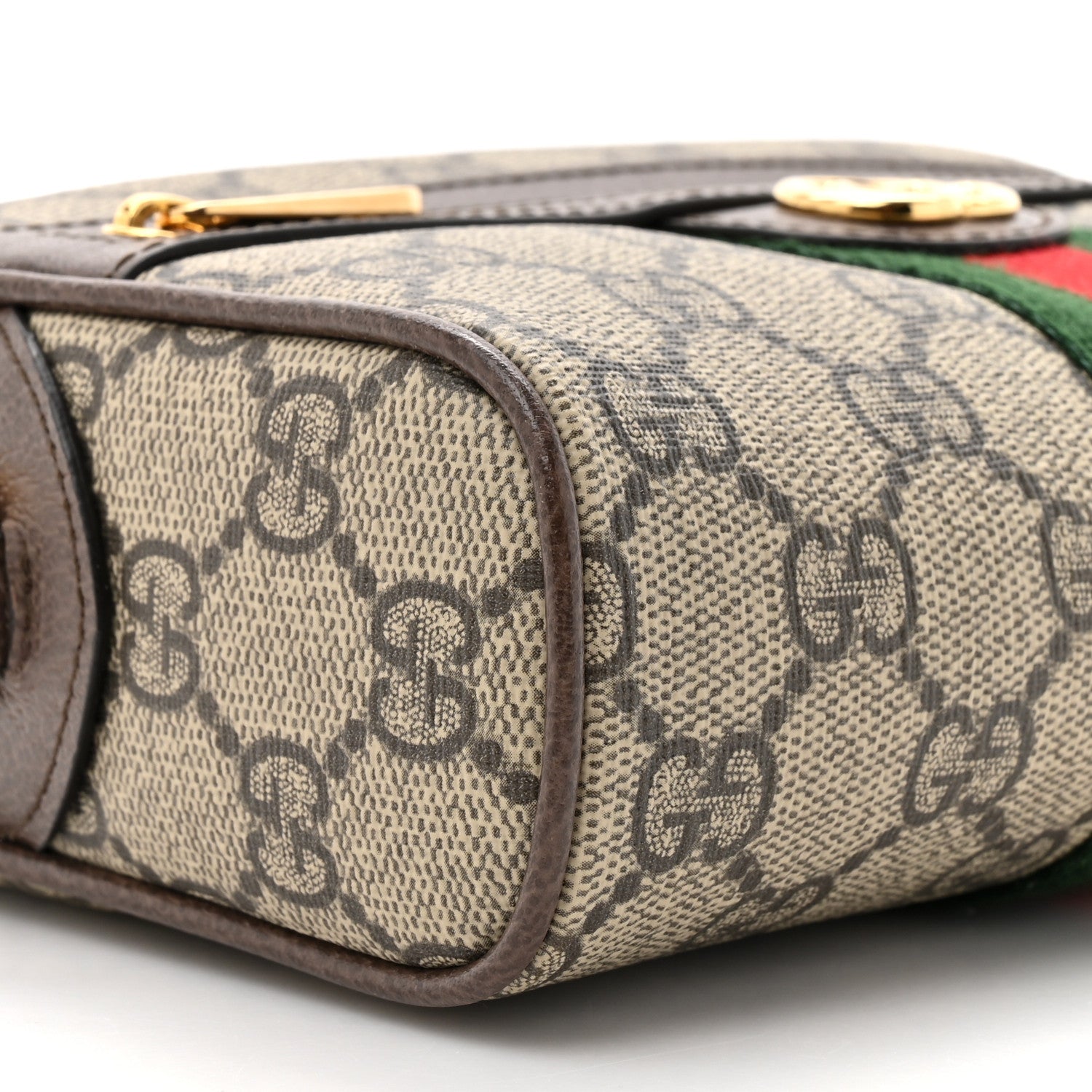 Gucci GG Supreme Monogram Textured Dollar Calfskin Mini Ophidia Shoulder Bag Beige Ebony New Acero 10 of 10