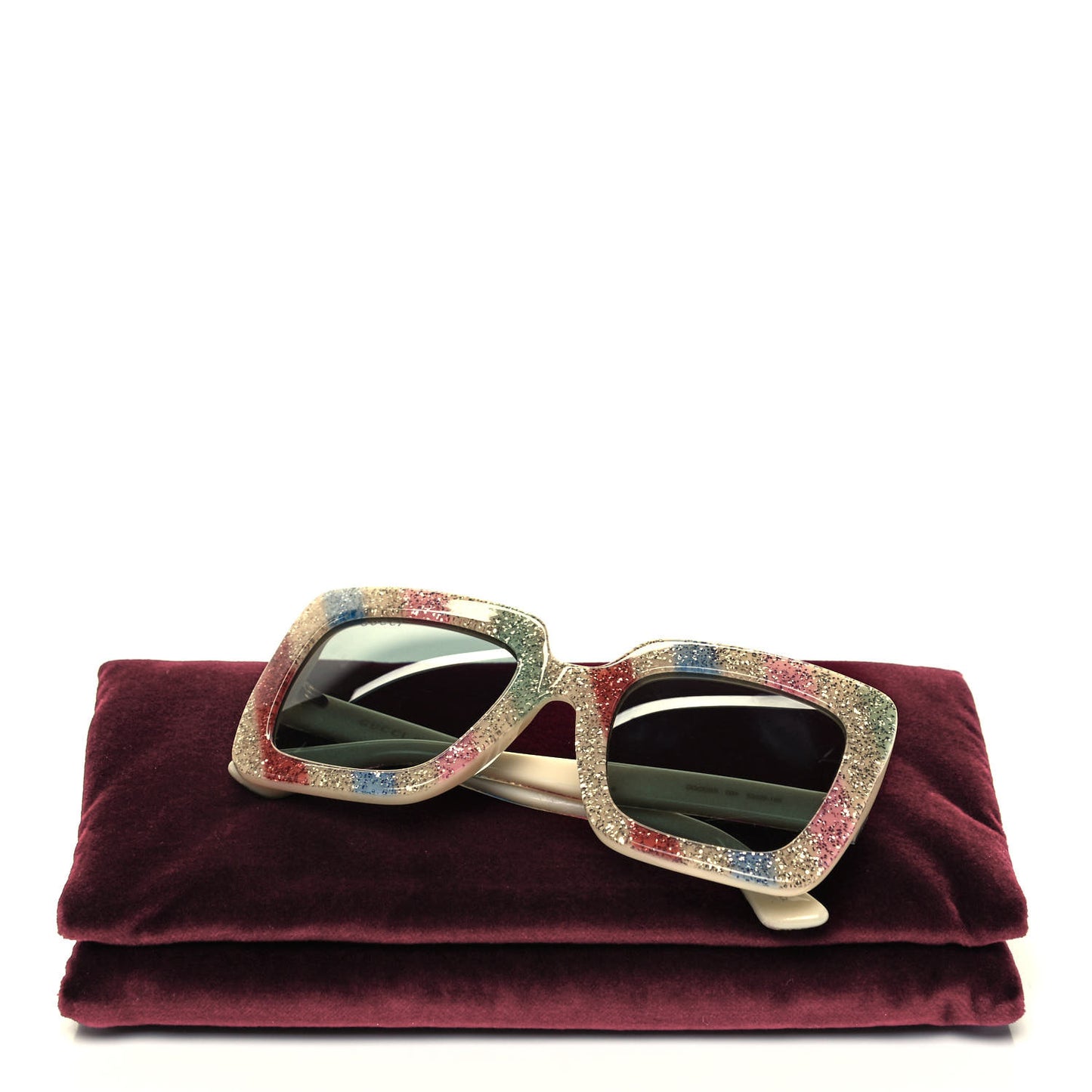 Square Frame Stripe Glitter GG0328S Sunglasses Ivory Multicolor