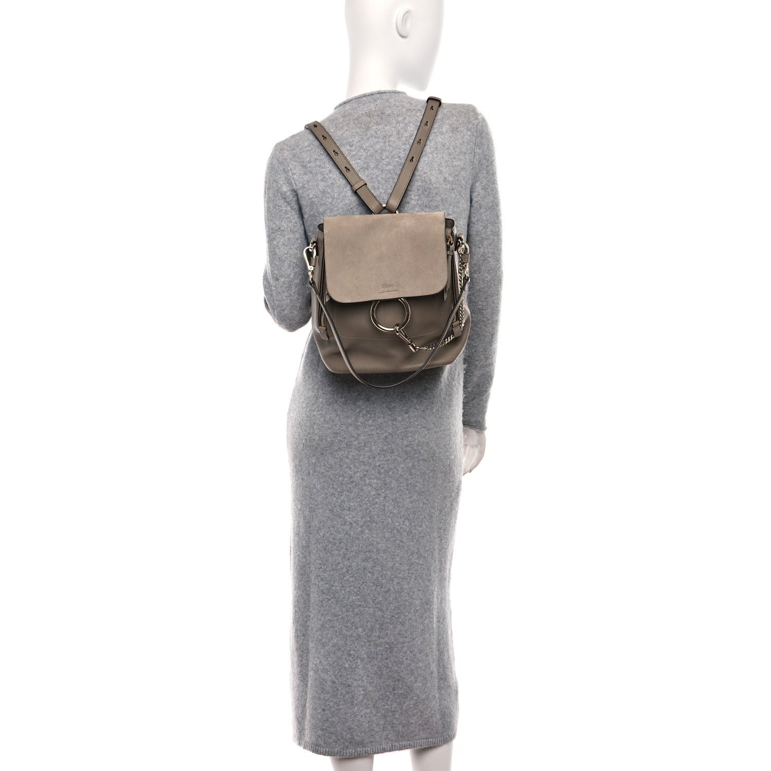Chloe Suede Calfskin Medium Faye Backpack Motty Grey 2 of 12