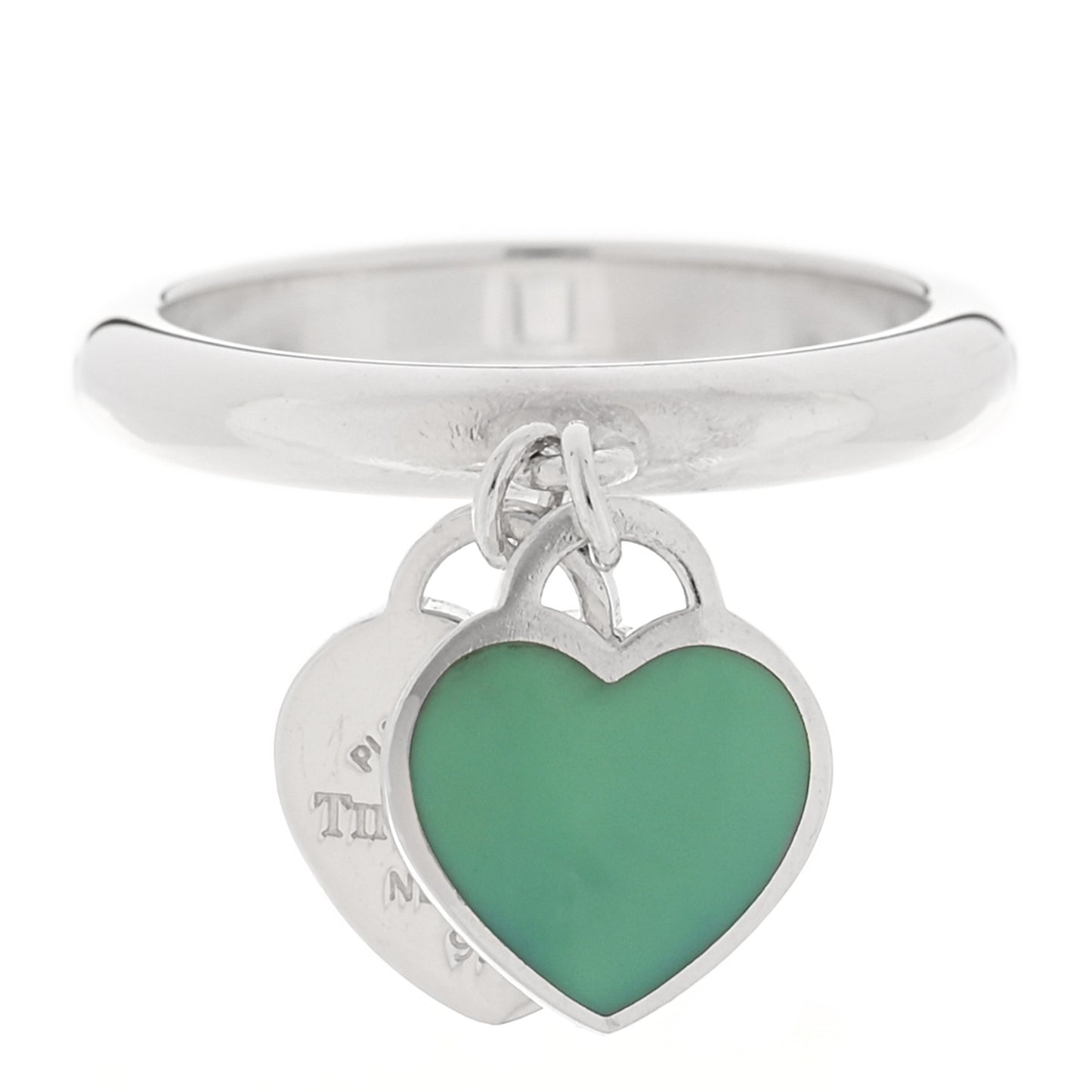 Sterling Silver Enamel Return to Tiffany Double Heart Ring Blue 54 6.75