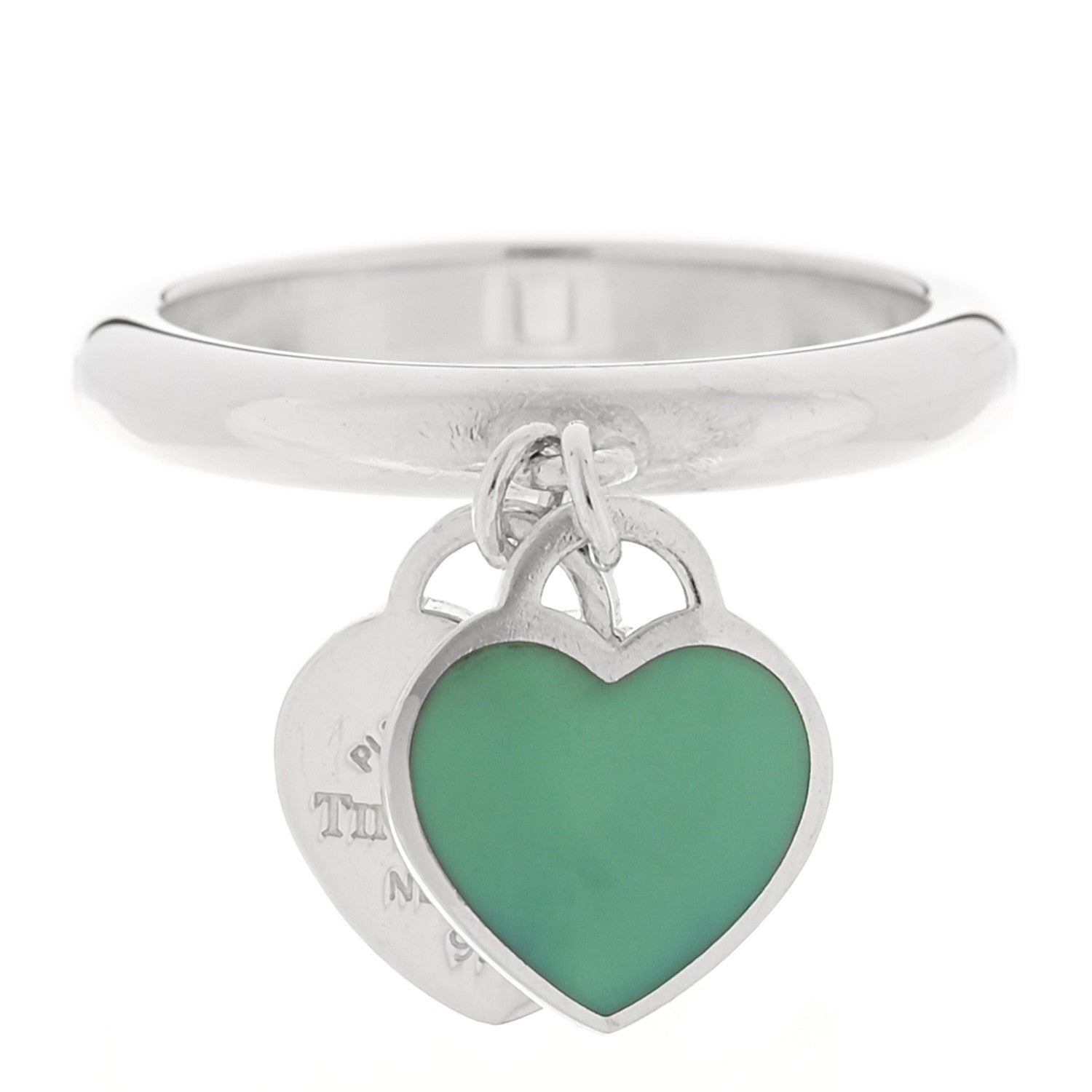 Tiffany Sterling Silver Enamel Return to Tiffany Double Heart Ring Blue 54 6.75 3 of 5