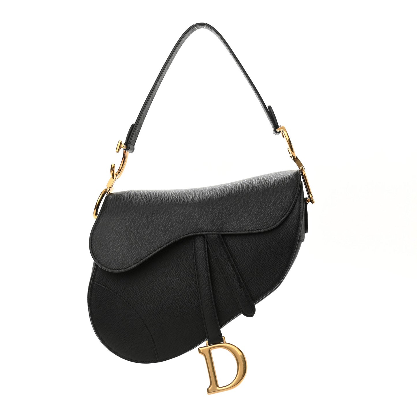Grained Calfskin Saddle Bag Black