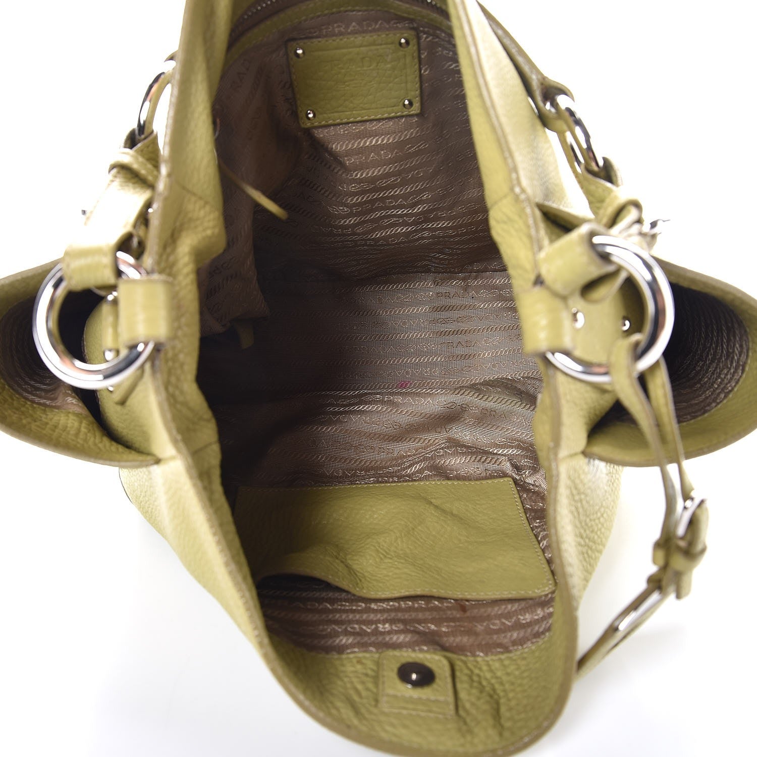Prada Vitello Daino Side Pocket Hobo Green 5 of 22