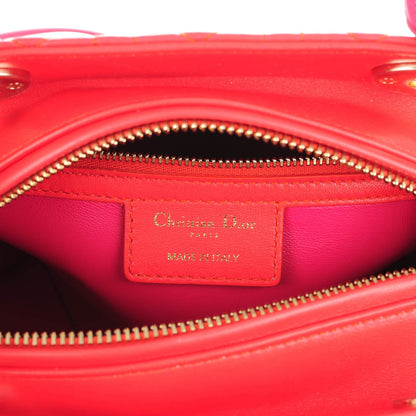 Christian Dior Lambskin Cannage Medium Bi-Color Lady Dior Red Pink 6 of 7