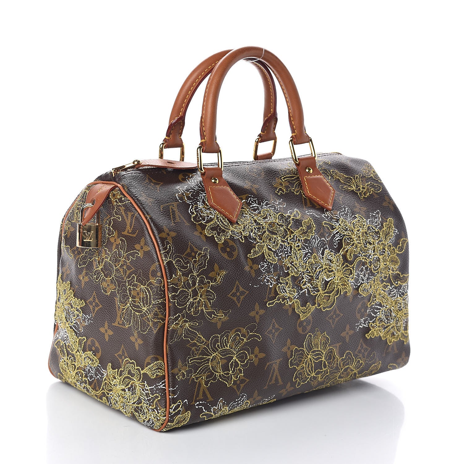 Louis Vuitton Monogram Dentelle Speedy 30 Gold 3 of 9
