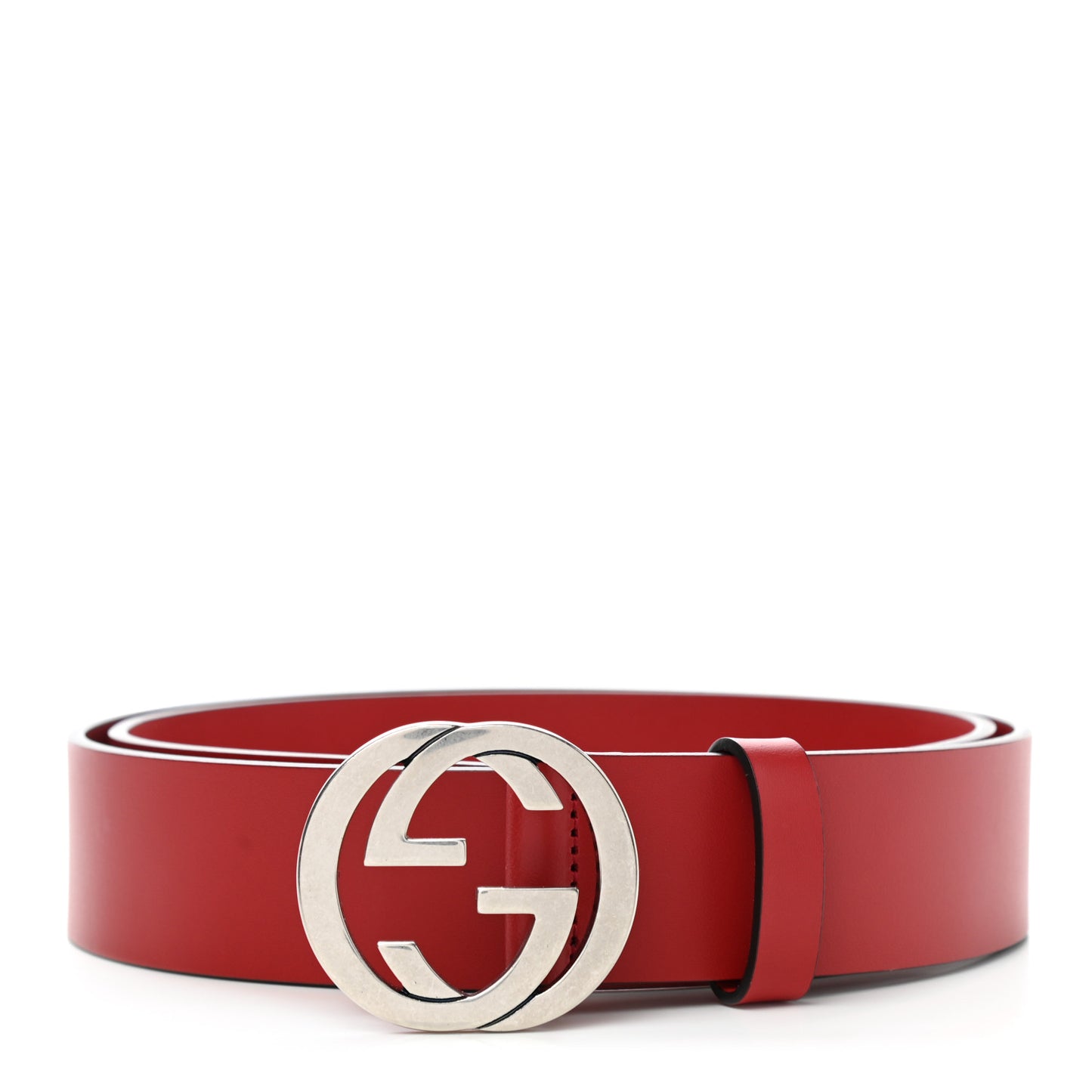 Selleria Calfskin Nickel Interlocking G 37mm Belt 95 38 Rosso