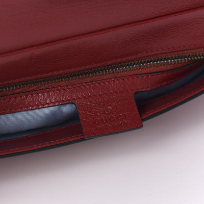 Gucci Calfskin Diagonal GG Medium Thiara Double Envelope Shoulder Bag Black Red 10 of 12