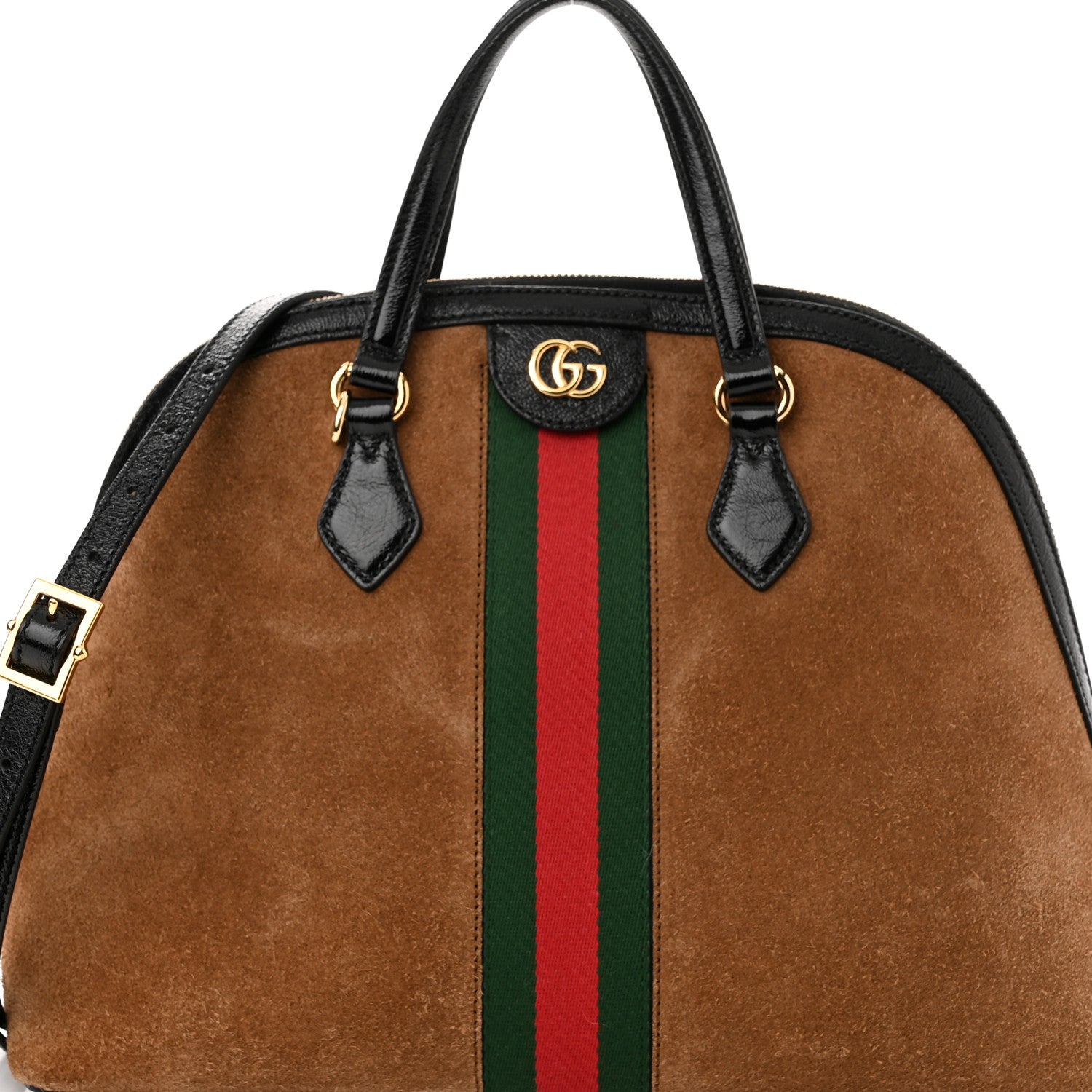 Gucci Suede Patent Web Medium Ophidia Top Handle Dome Bag Nocciola Black 11 of 11