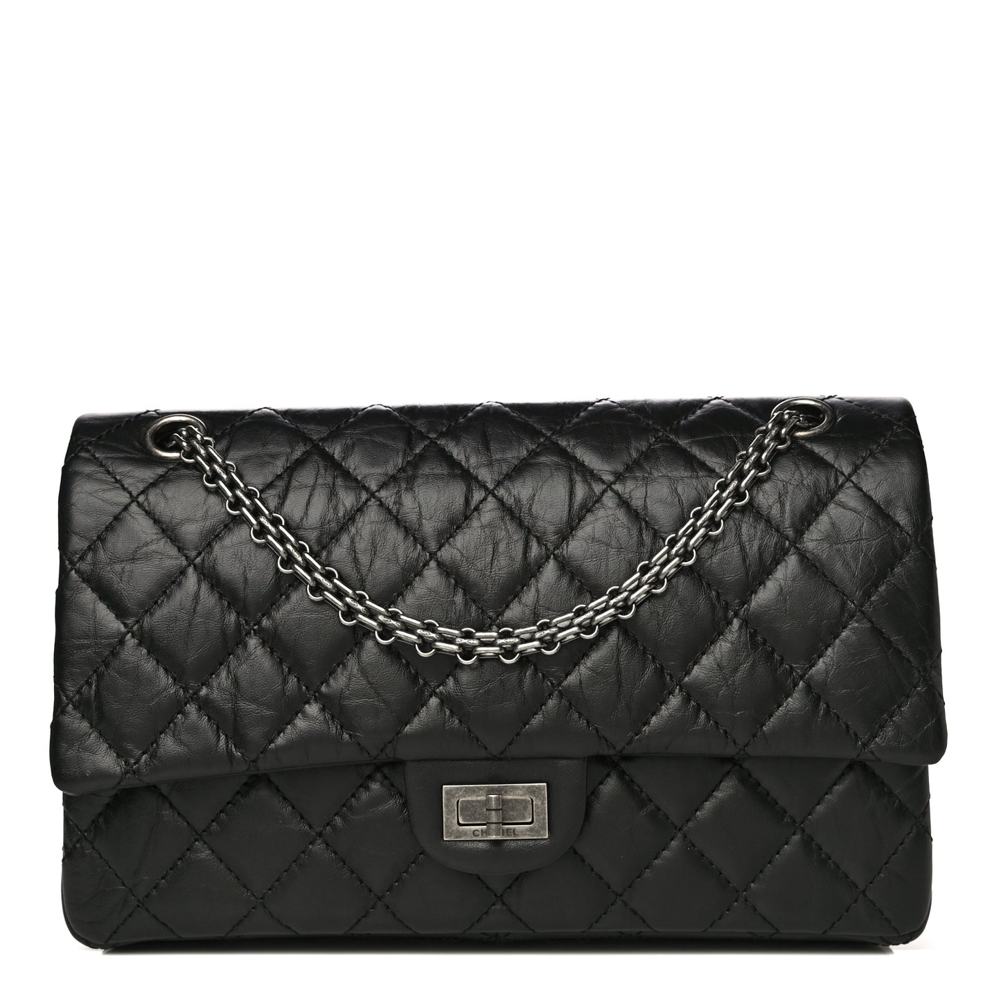 Aged Calfskin Quilted 2.55 Reissue 226 Flap Black