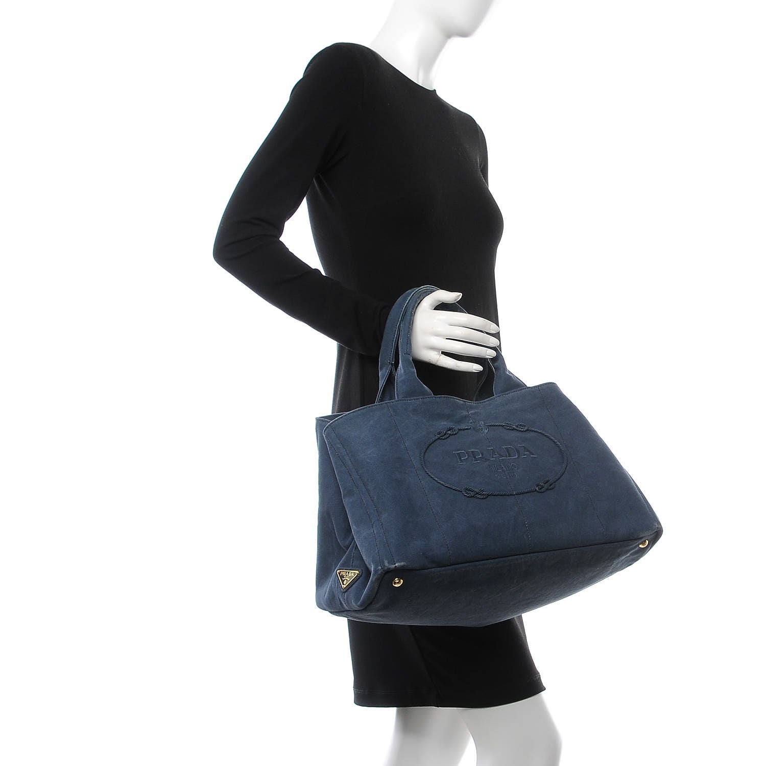 Prada Canapa Logo Shopping Tote Cobalto 2 of 6