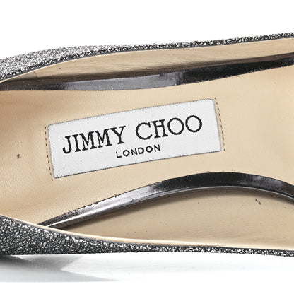Jimmy Choo Glitter Luna 100 Peep Toe Pumps 37.5 Anthracite 7 of 7