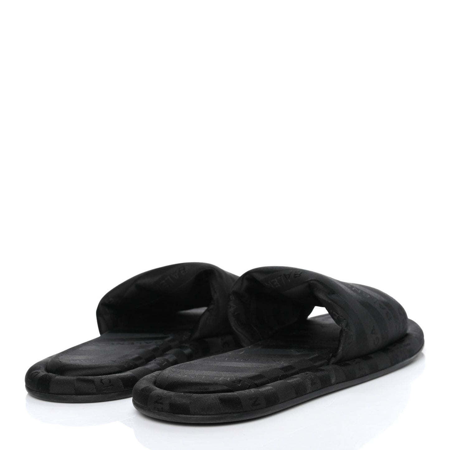 Nylon Jacquard Diagonal Logo Hotel Slide Sandals 35 Black