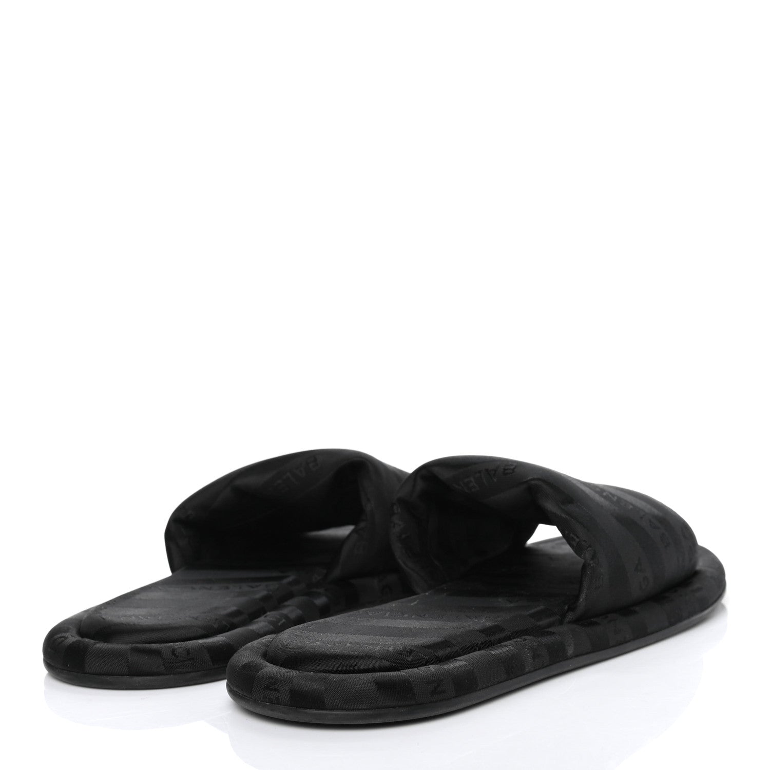 Balenciaga Nylon Jacquard Diagonal Logo Hotel Slide Sandals 35 Black 4 of 6