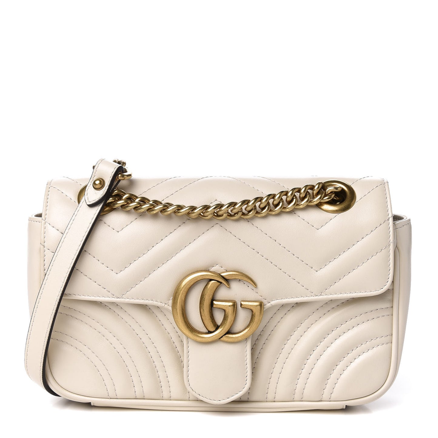 Calfskin Matelasse Mini GG Marmont Shoulder Bag White