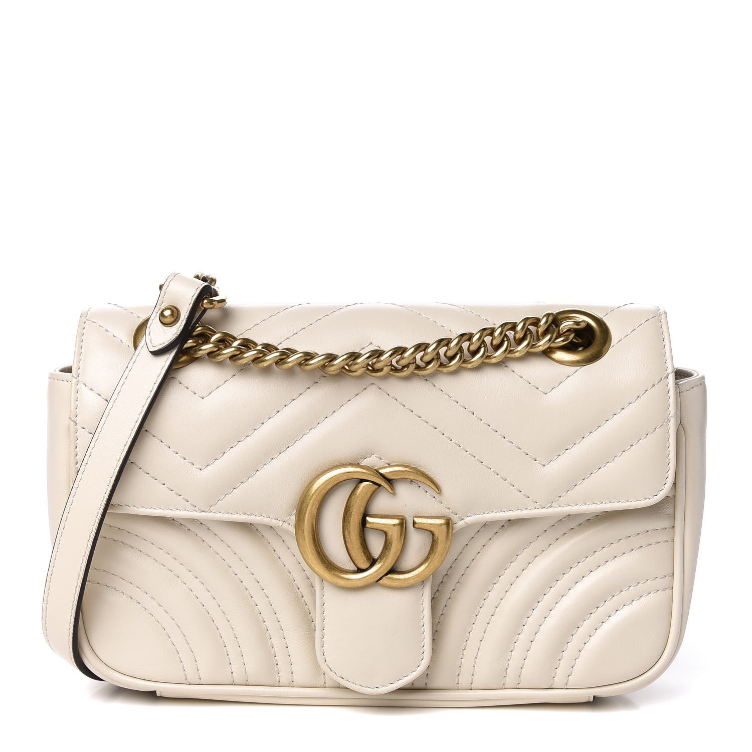 Gucci Calfskin Matelasse Mini GG Marmont Shoulder Bag White 1 of 11