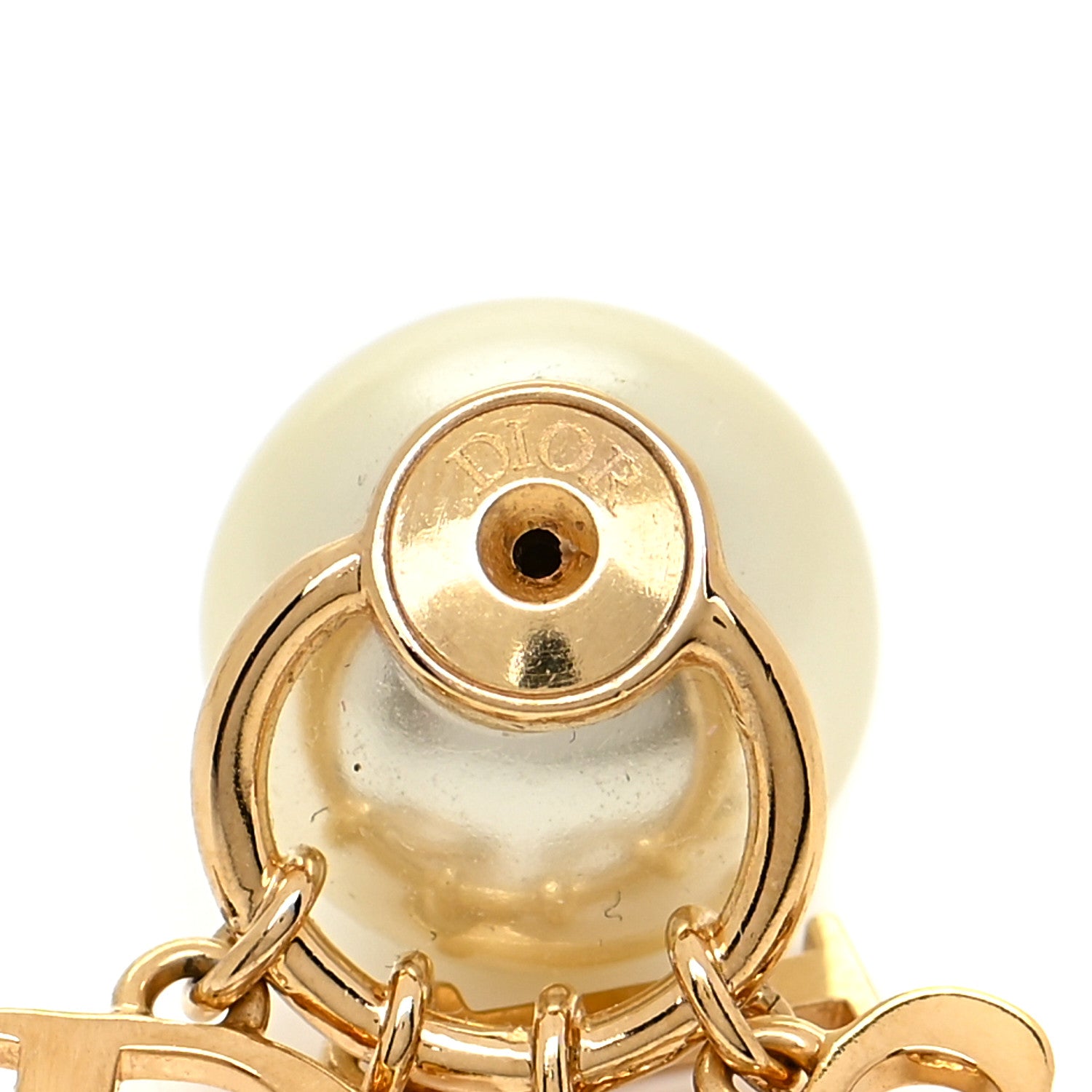 Christian Dior Pearl Crystal Tribal Logo Charms Earrings Gold 5 of 6