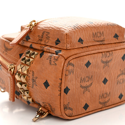 MCM Visetos Side Stud X-Mini Stark Bebe Boo Backpack Cognac 9 of 10