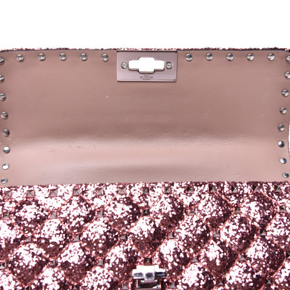 Valentino Garavani Glitter Medium Rockstud Spike Shoulder Bag Antique Pink 9 of 9
