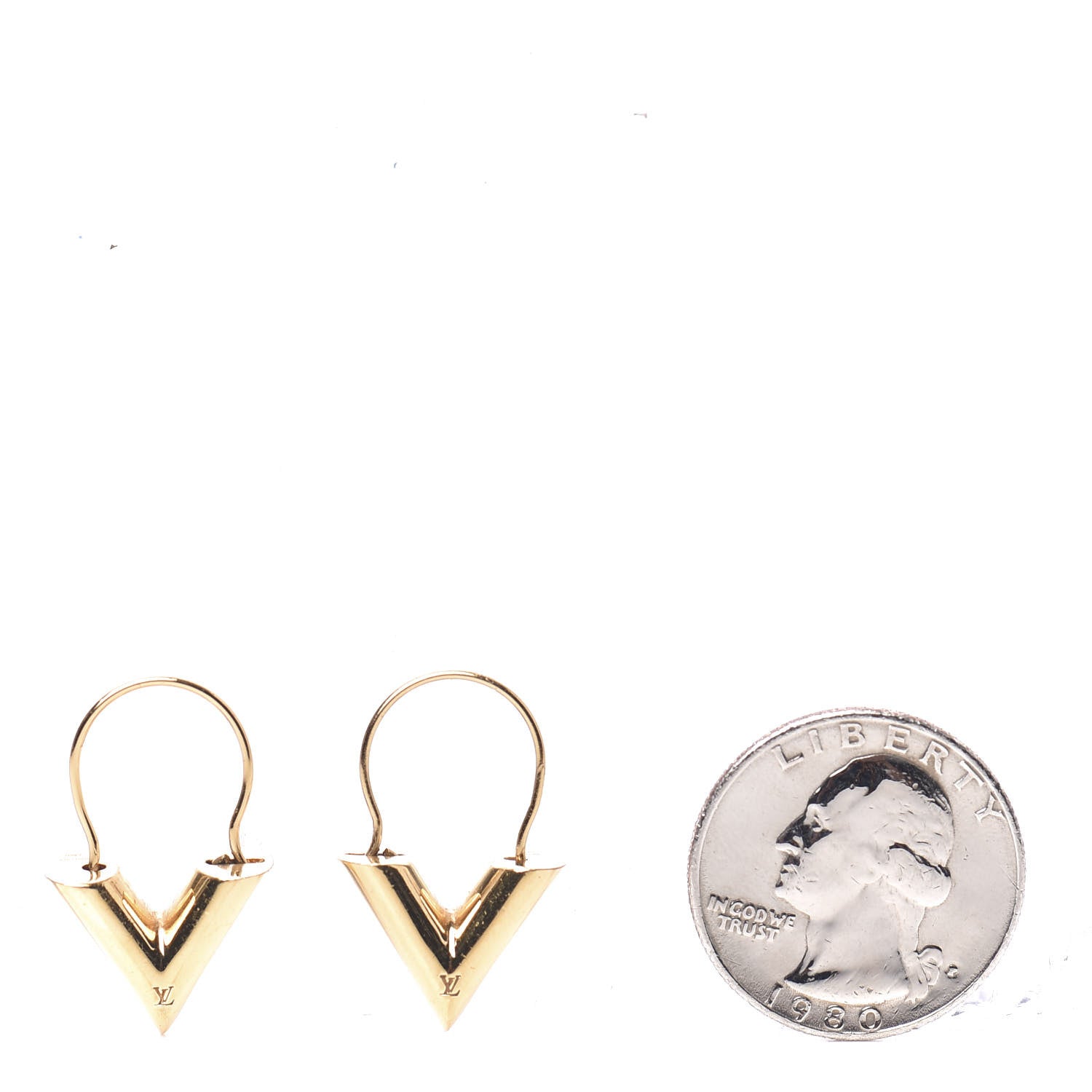 Louis Vuitton Brass Essential V Hoop Earrings Gold 2 of 4